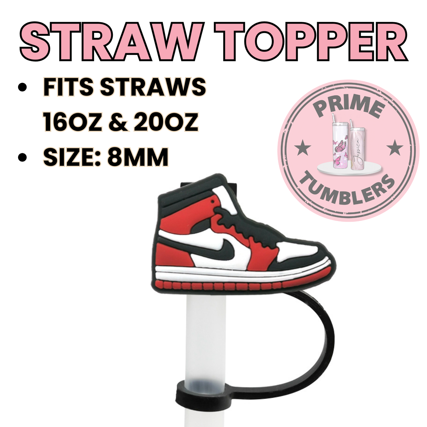 Red Nike shoe Regular size 8MM Straw Topper
