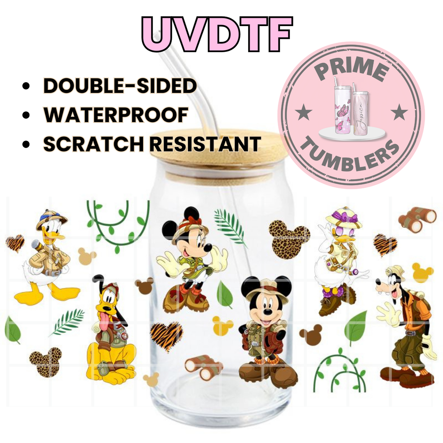 DISNEY Mickey and Minnie Mouse clubhouse 16oz UVDTF cup wrap, ready to apply STICKERS Disneyland