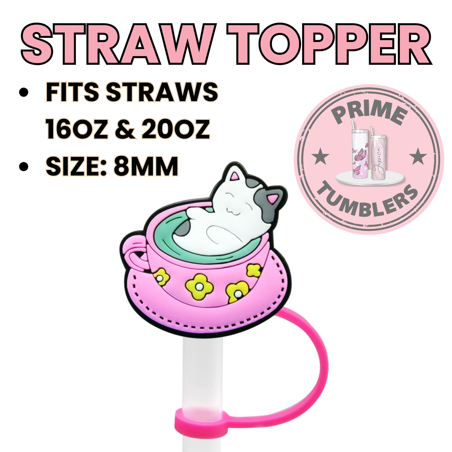 Cat Regular size 8MM Straw Topper