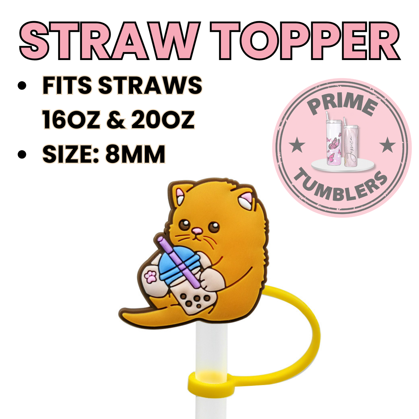 Cat Boba Regular size 8MM Straw Topper