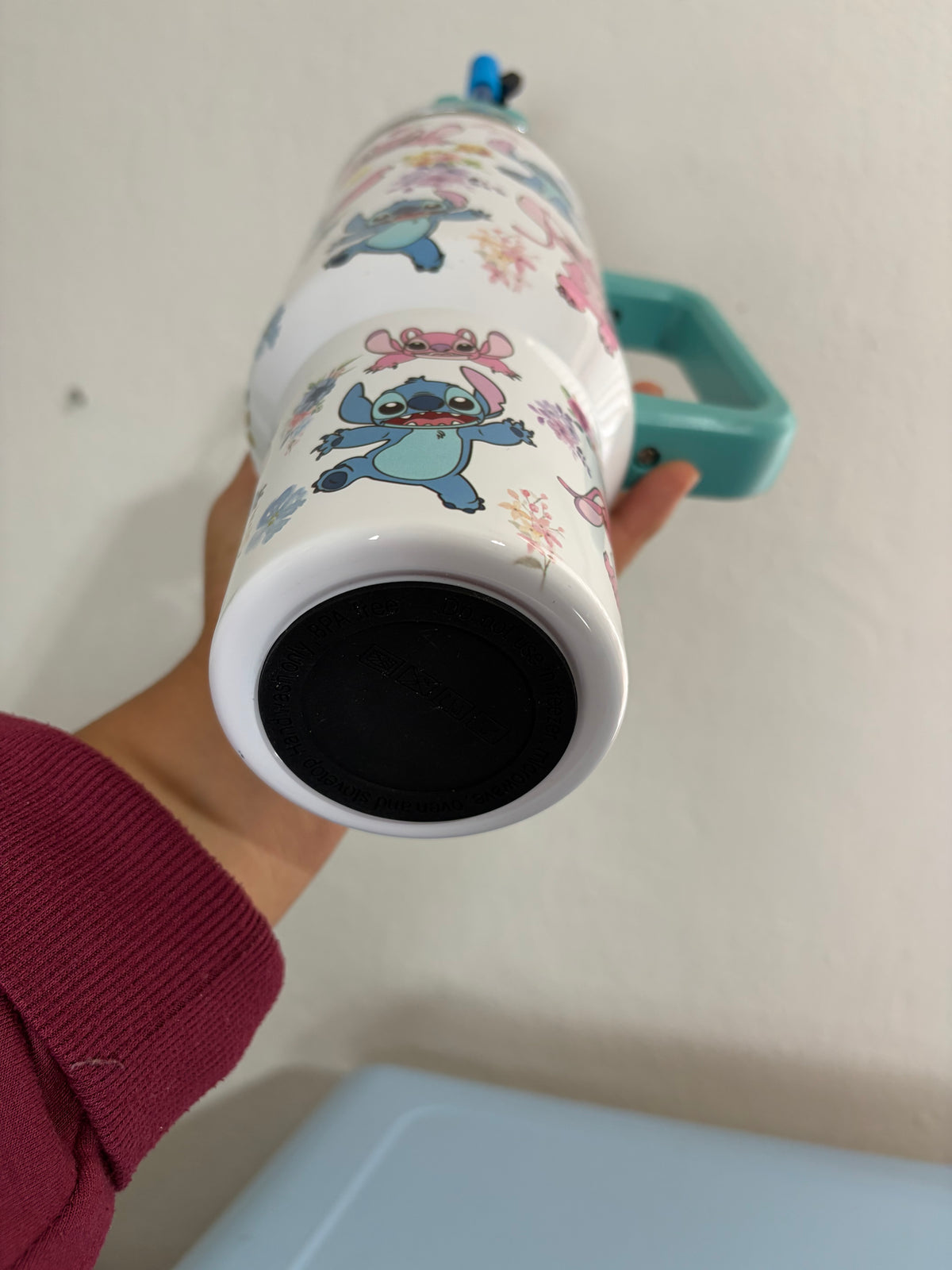Stitch and Angel pink 40oz Tumbler STANLEY Dupe cup TEAL