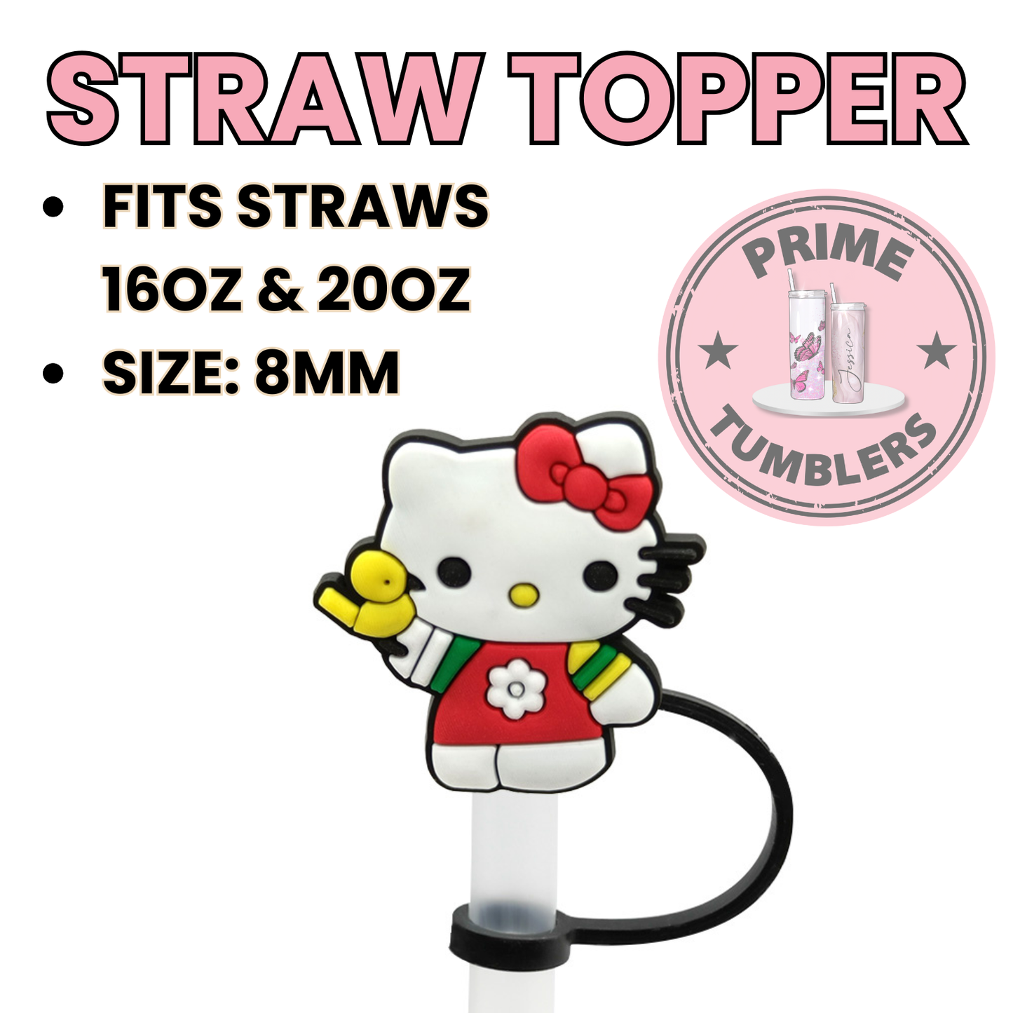 Hello Kitty red dress Regular size 8MM Straw Topper