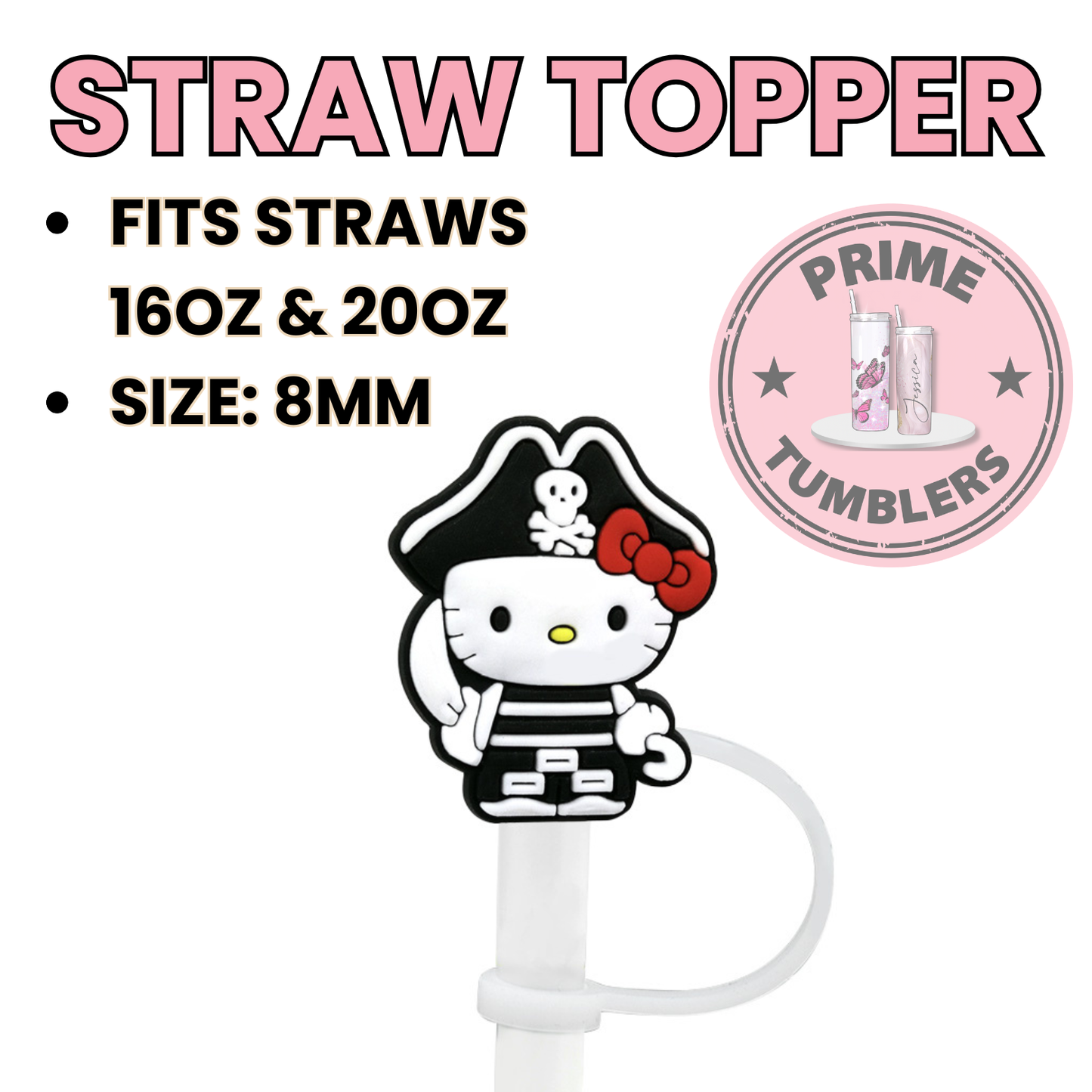 Hello Kitty pirate Regular size 8MM Straw Topper