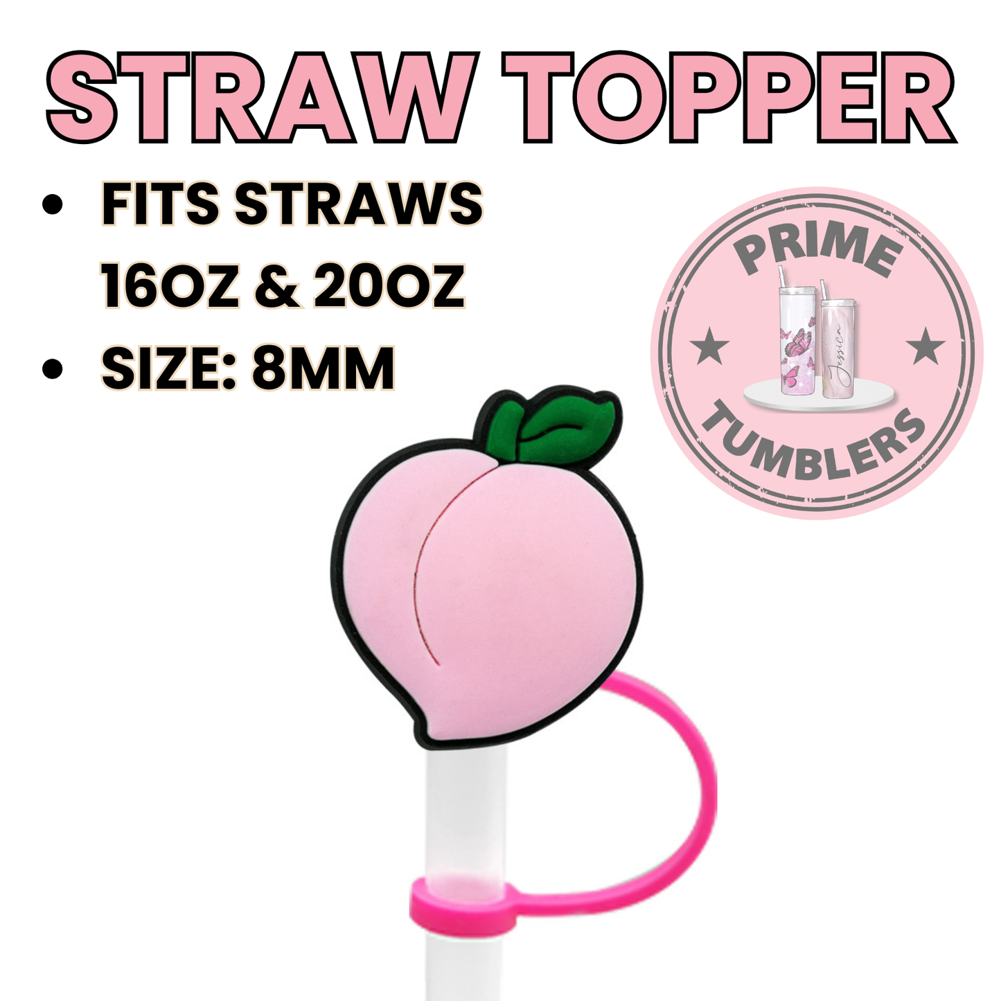Peach pink Regular size 8MM Straw Topper