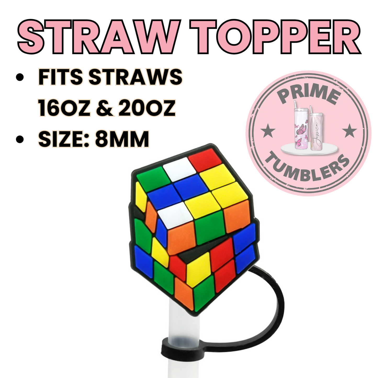 Rubix cube Regular size 8MM Straw Topper