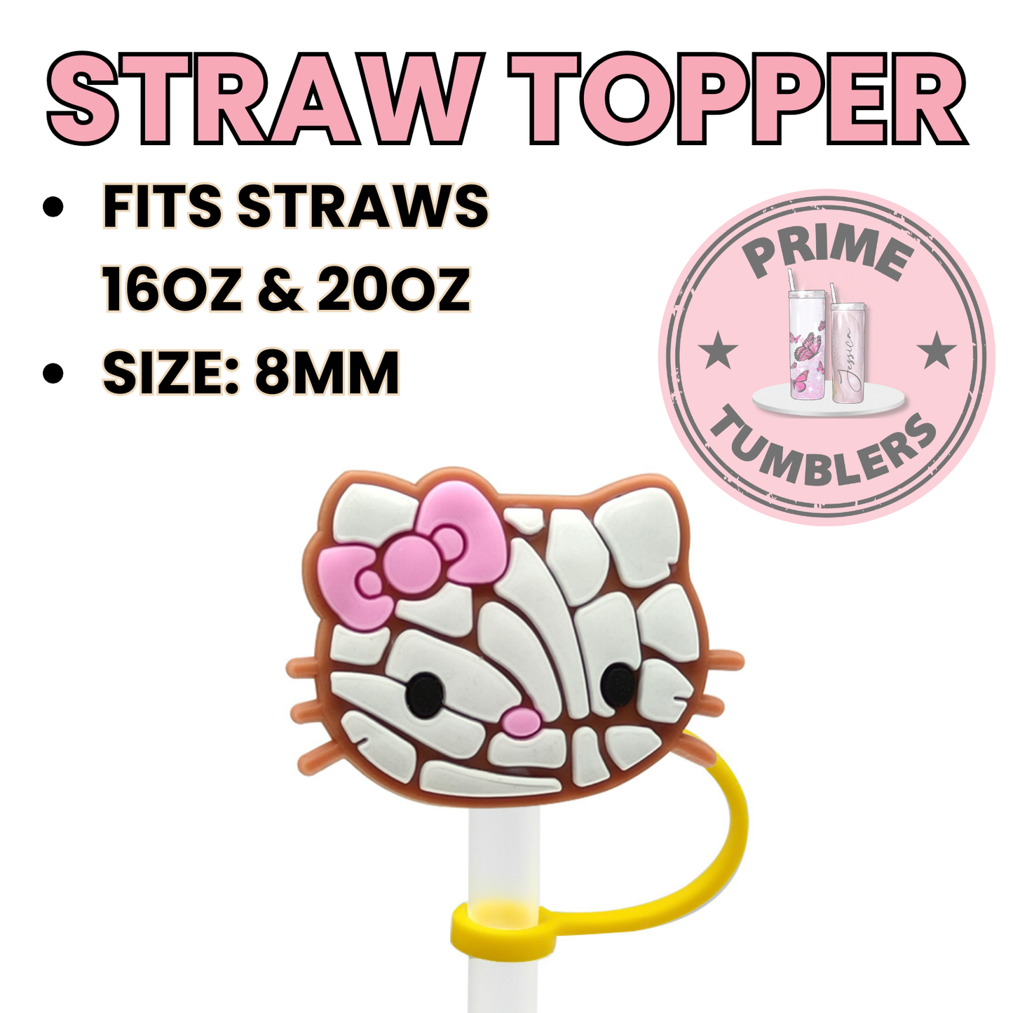 Hello Kitty conchas Regular size 8MM Straw Topper