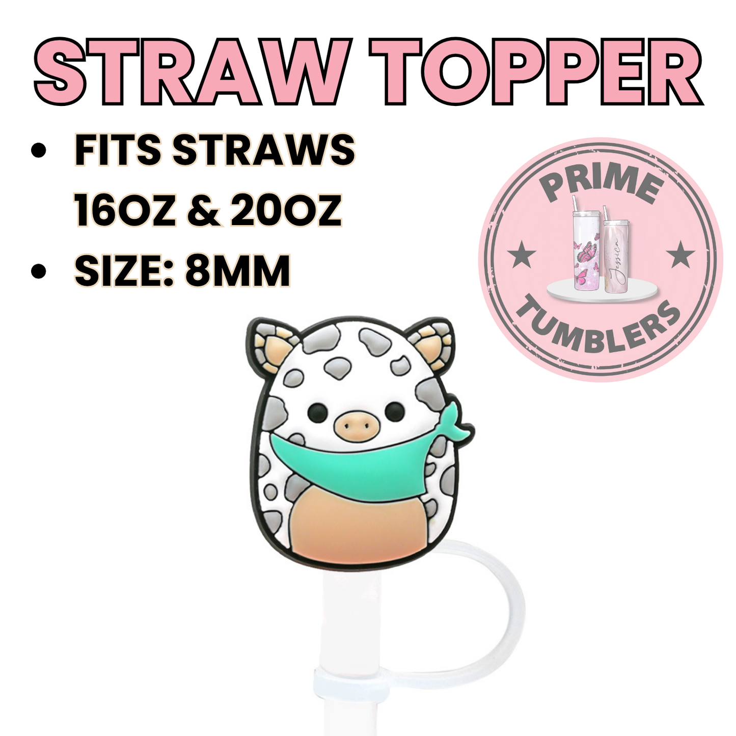 Piggy animal Regular size 8MM Straw Topper
