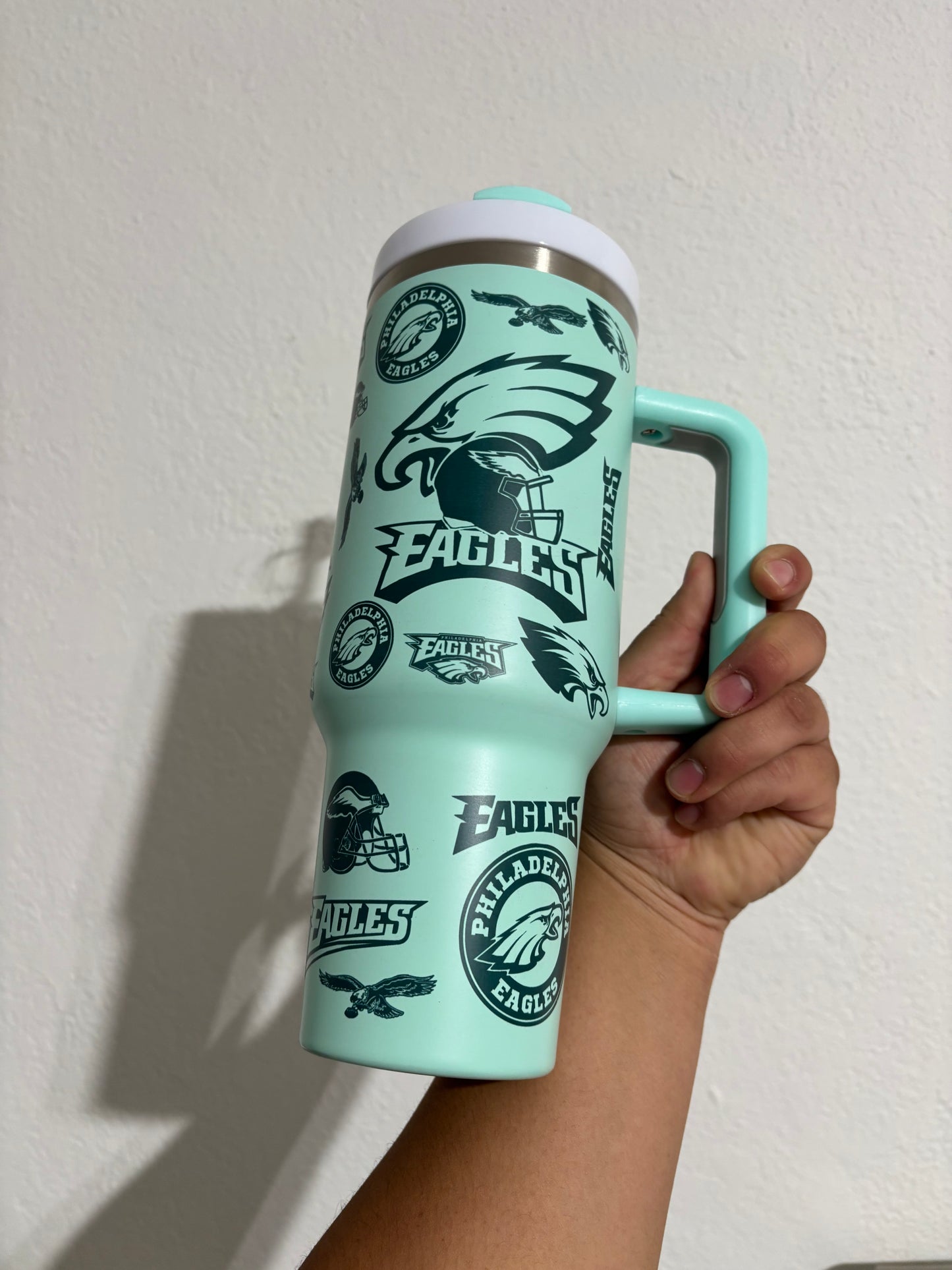 EAGLES Philadelphia Football team 40oz Stainless Steel Tumbler | Stanley Dupe Teal Blue NFL