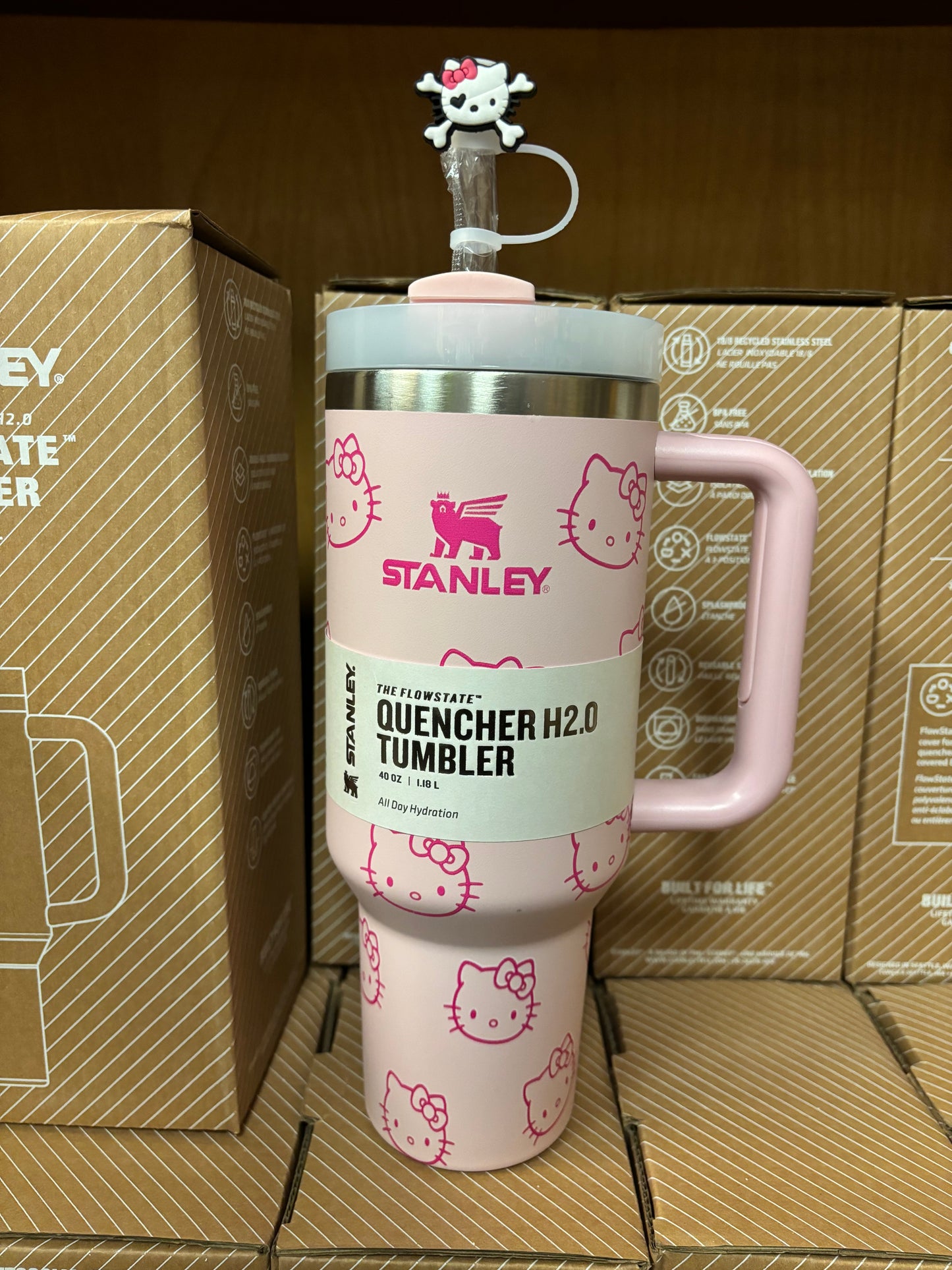 HELLO KITTY pink/peach matte 40oz Tumbler with handle STANLEY DUPE cup HK SANRIO
