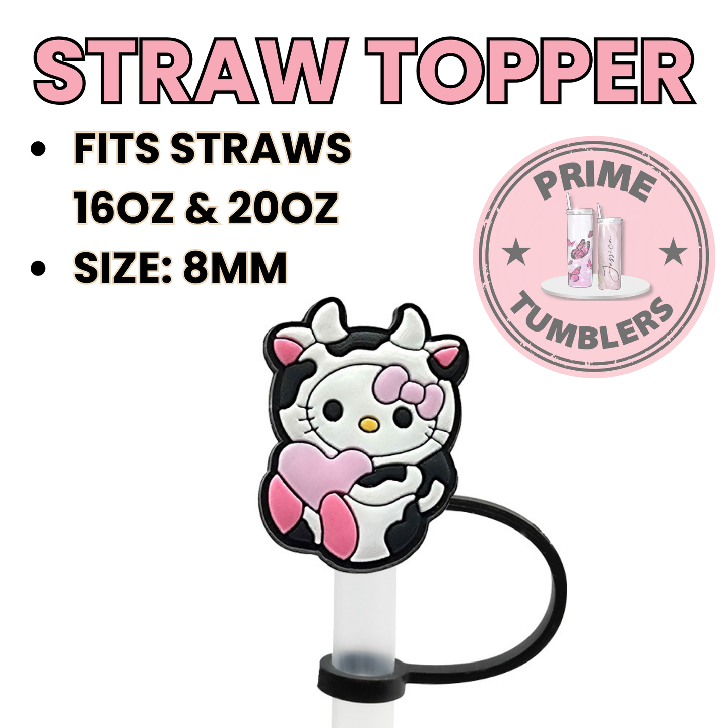 Hello Kitty COW Regular size 8MM Straw Topper