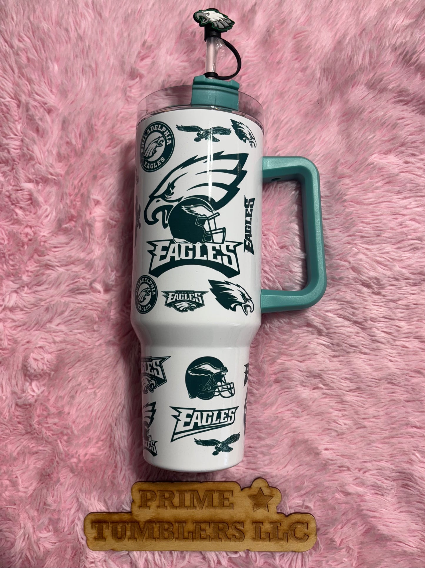 Philadelphia EAGLES Football 40oz Stainless Steel Tumbler | Stanley Dupe Teal Blue NFL
