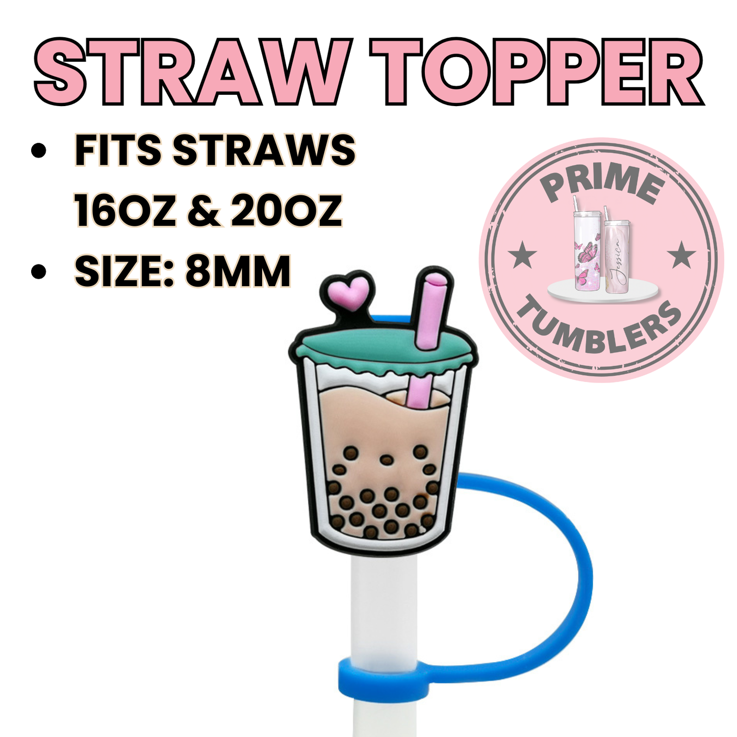 Boba heart cup Regular size 8MM Straw Topper