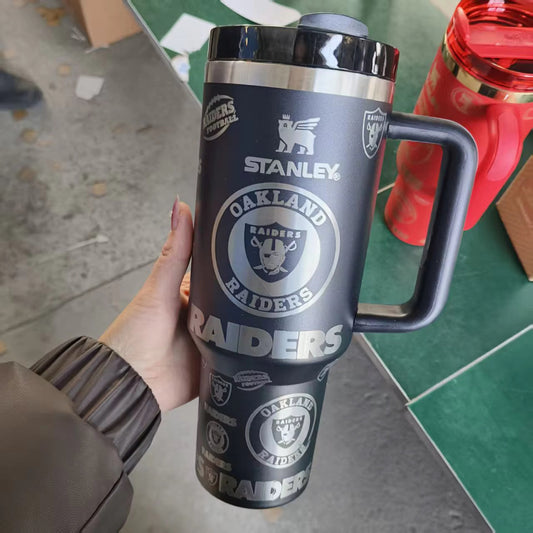 Oakland RAIDERS sports Football team 40oz Stainless Steel Tumbler | black Stanley Dupe