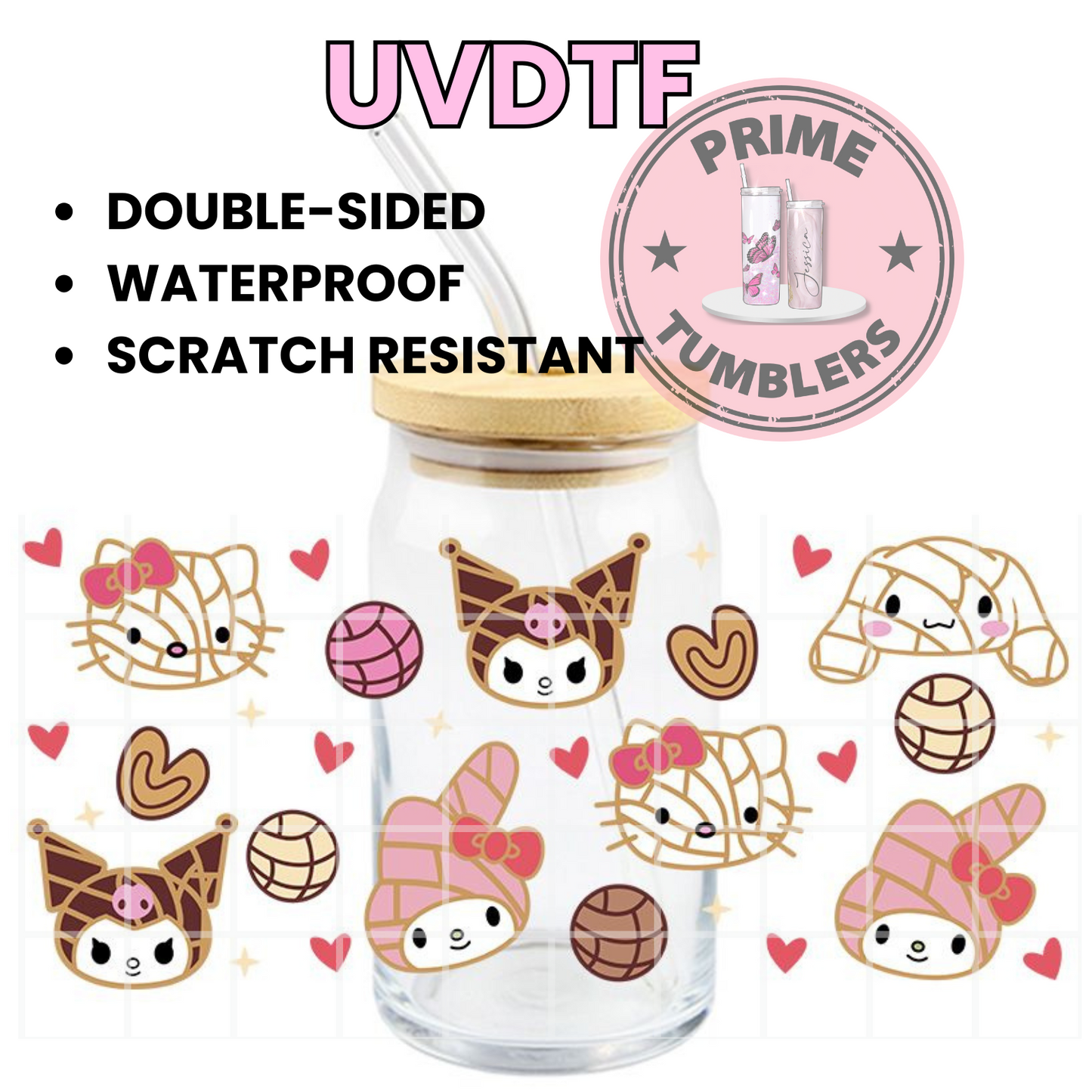 SANRIO Hello Kitty pan dulce 16oz UVDTF cup wrap, ready to apply STICKERS HK conchas