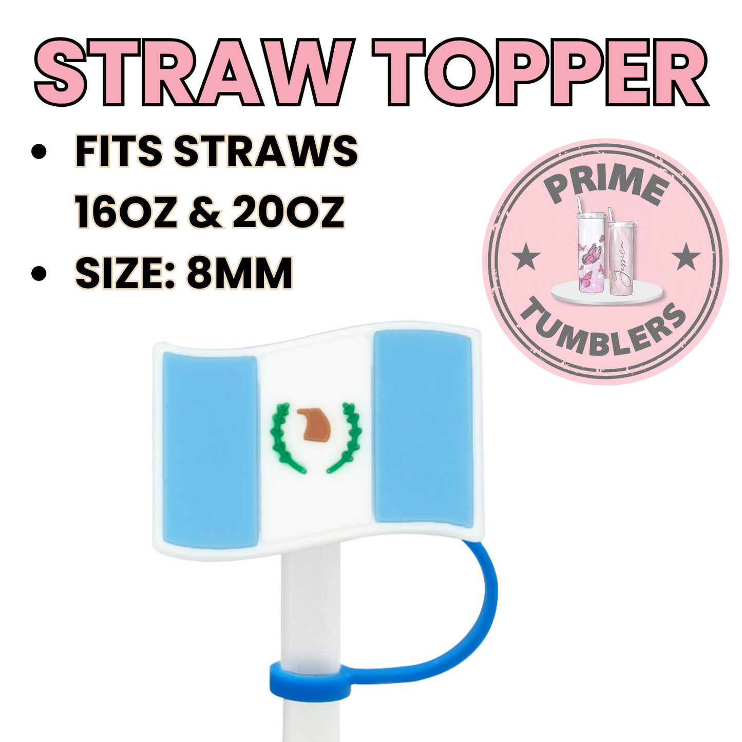 Guatemala Flag Regular size 8MM Straw Topper
