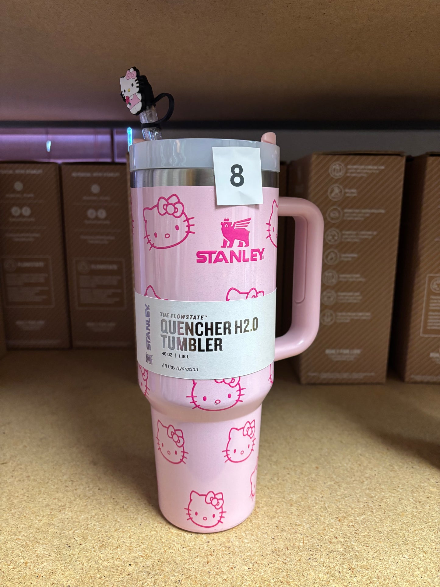 Hello Kitty Pink Shimmer Glossy 40oz Tumbler with Handle & Straw | Stanley-Style Insulated Cup (Dupe)
