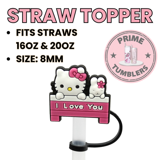 Hello Kitty I love YOU Regular size 8MM Straw Topper