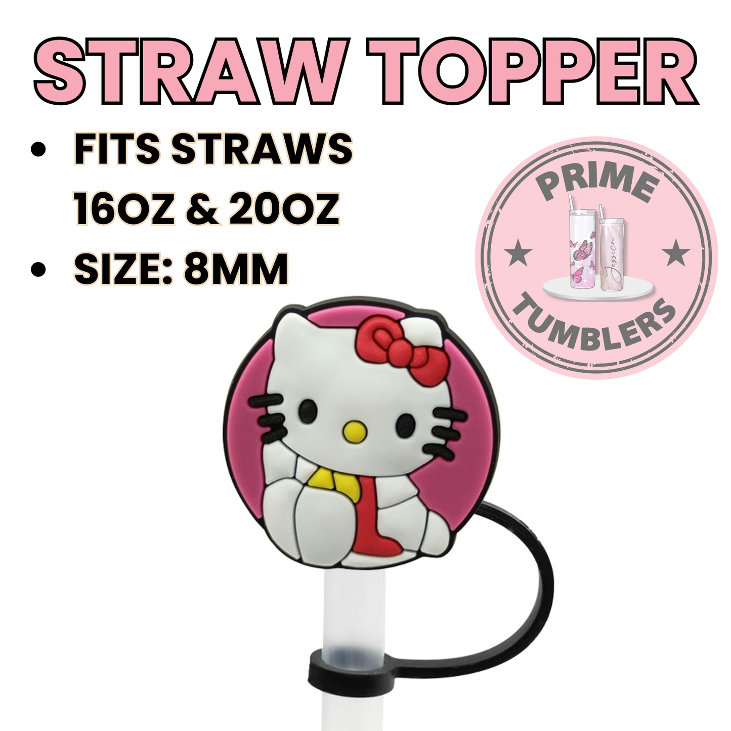 Hello Kitty Pink circle Regular size 8MM Straw Topper