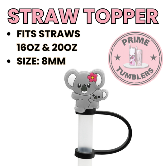 Mom and baby animal Regular size 8MM Straw Topper Koala