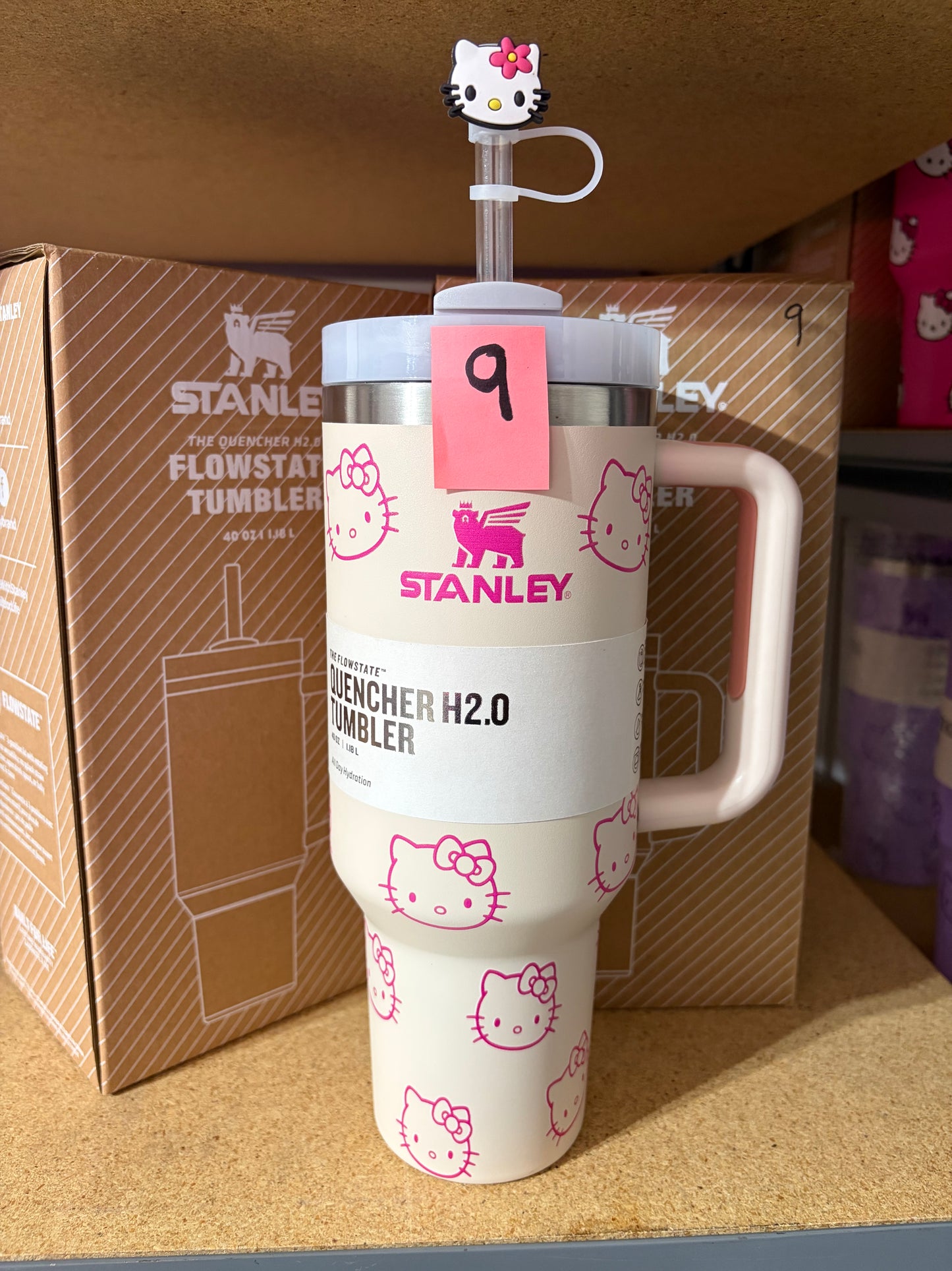 HELLO KITTY pink/peach matte 40oz Tumbler with handle STANLEY DUPE cup HK SANRIO
