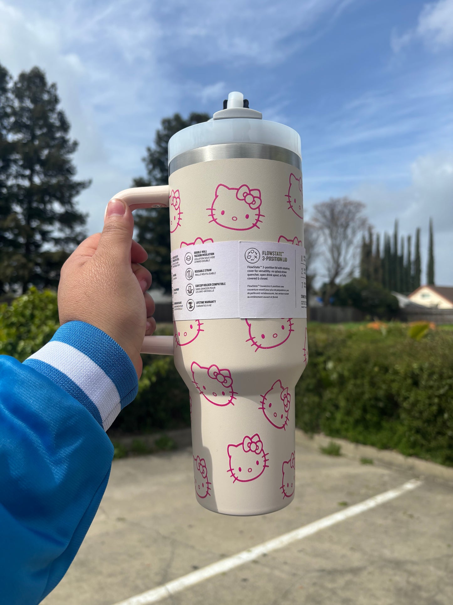 HELLO KITTY cream 40oz Tumbler STANLEY Dupe cup HK off pink