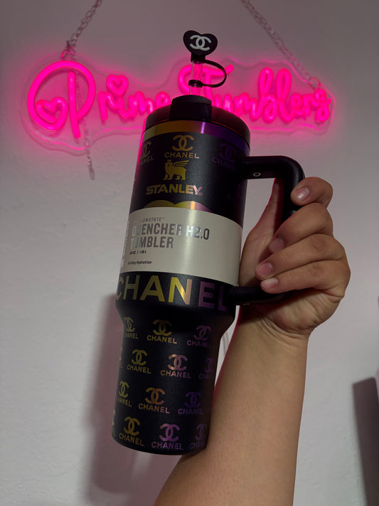 CHANEL 40oz Tumbler (STANLEY Dupe) Black Holographic
