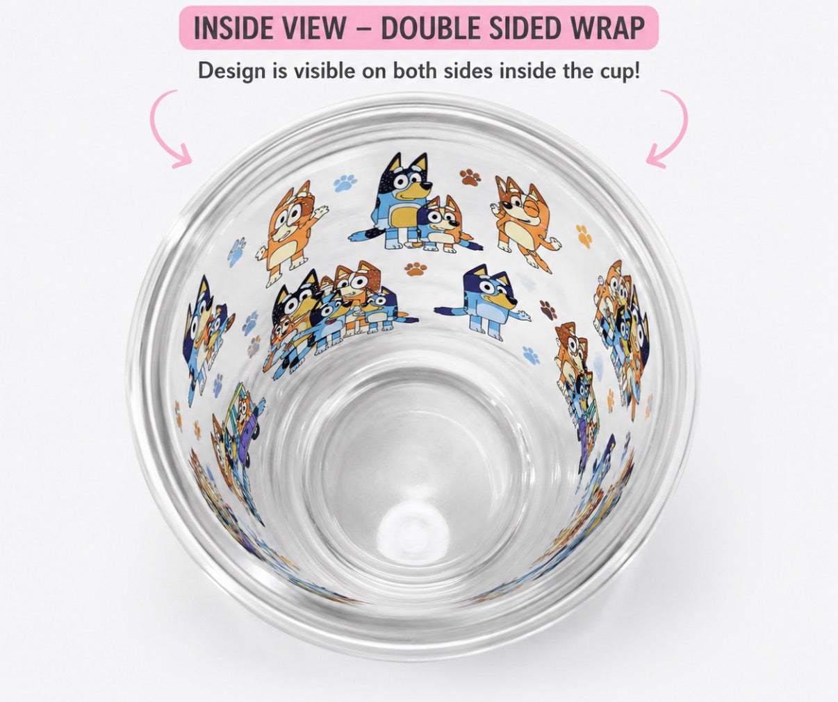 Bluey Family 16oz UVDTF cup wrap, ready to apply STICKERS Blue Dogs Australian animate puppy Double sided