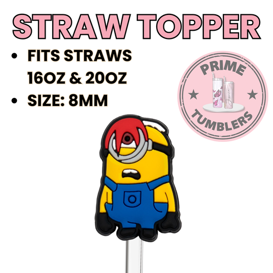 Minions from Despicable me 8MM Straw Topper (Regular Size) – Silicone Straw Cover for Tumblers 16oz and 20oz red