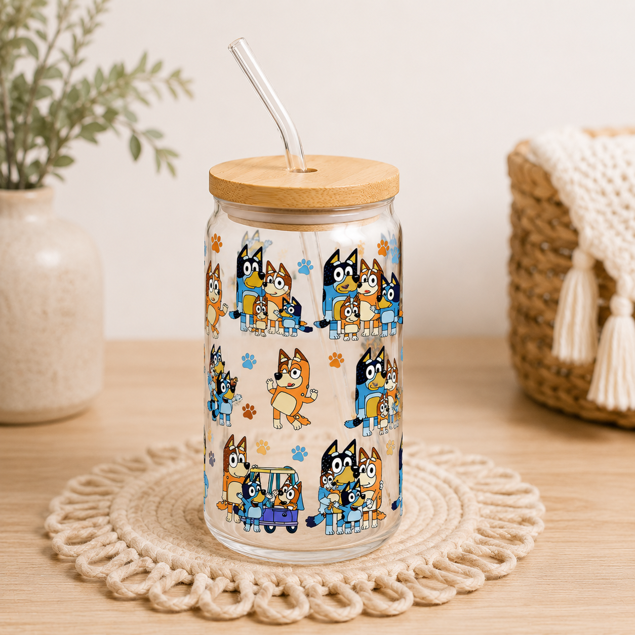 Bluey Family 16oz UVDTF cup wrap, ready to apply STICKERS Blue Dogs Australian animate puppy Double sided