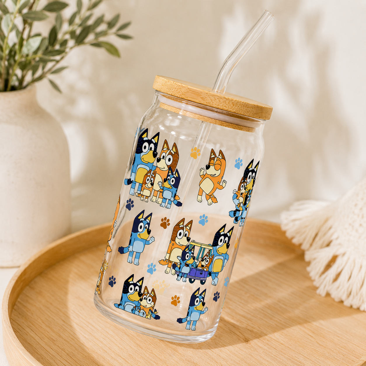 Bluey Family 16oz UVDTF cup wrap, ready to apply STICKERS Blue Dogs Australian animate puppy Double sided
