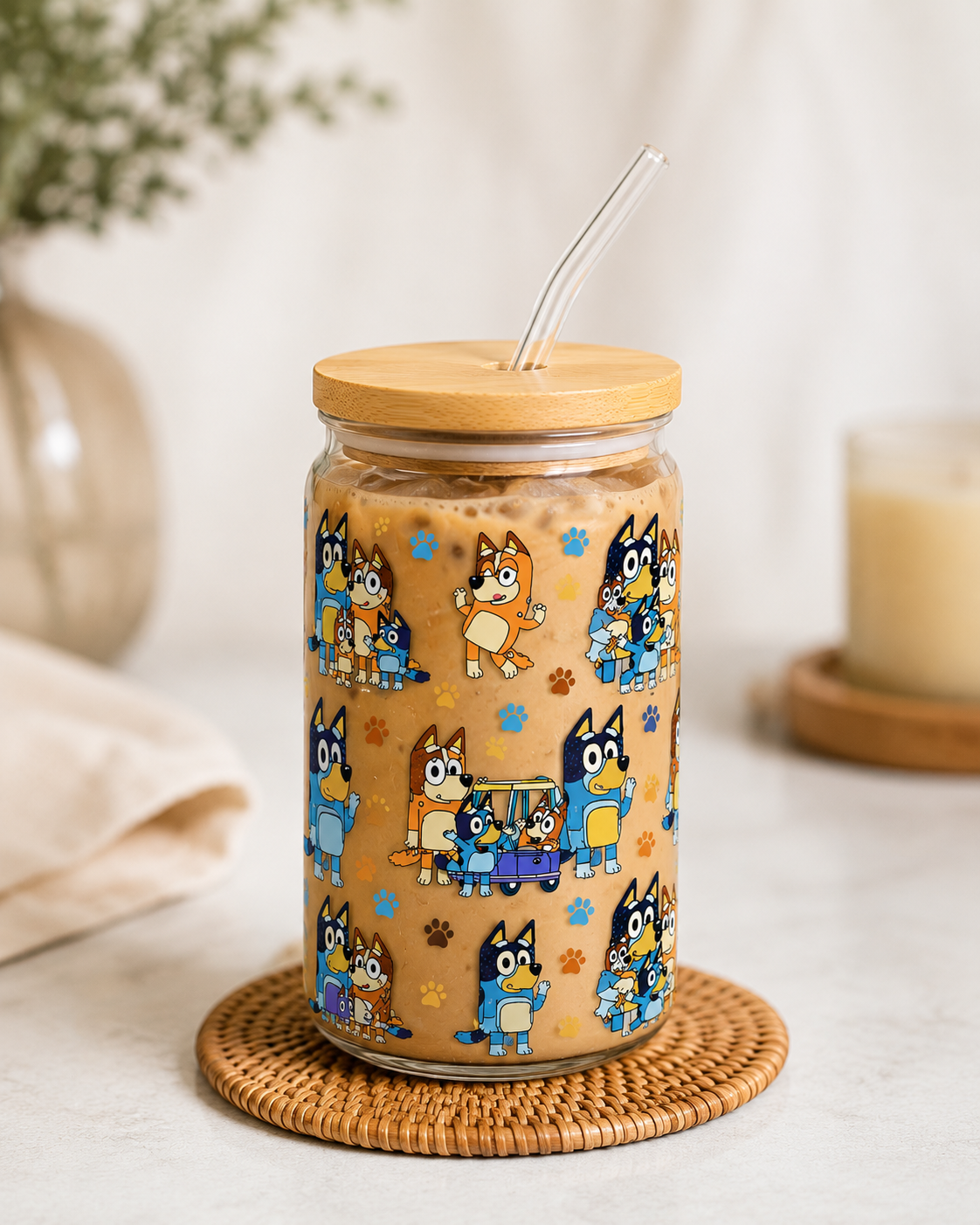 Bluey Family 16oz UVDTF cup wrap, ready to apply STICKERS Blue Dogs Australian animate puppy Double sided