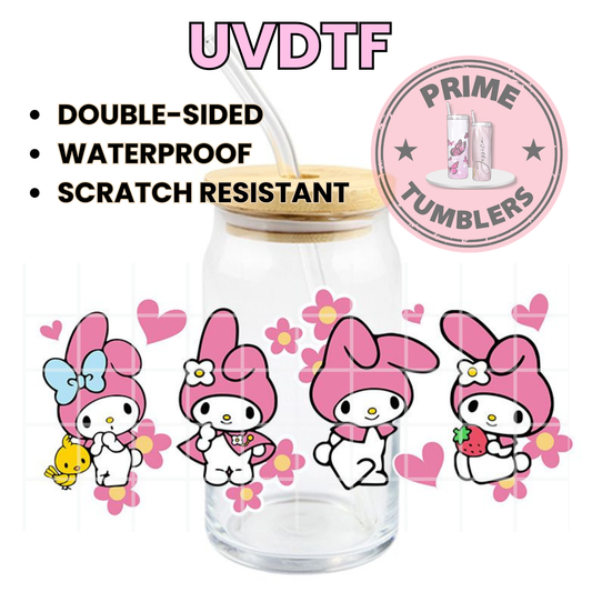 Sanrio MY MELODY yellow 16oz UVDTF cup wrap, ready to apply STICKERS