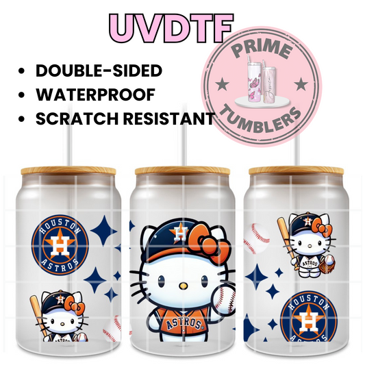 Houston ASTROS Texas BASEBALL Ready-to-press UVDTF Transfers, Cup wrap decals, Tumbler prints, 16oz Libbey Glass UV STICKERS HK
